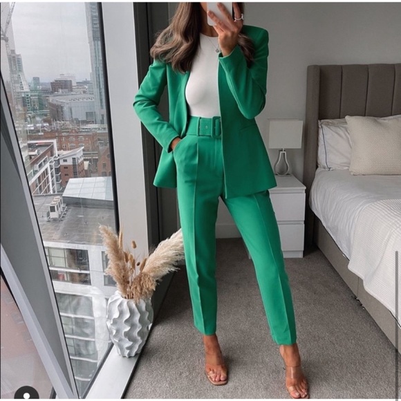 ZARA Lapeless Blazer Green - Picture 2 of 7